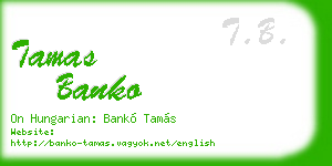 tamas banko business card